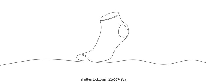 Continuous line drawing of socks. Socks one line icon. One line drawing background. Vector illustration. Socks black icon
