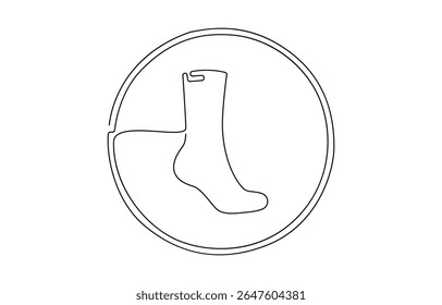 Continuous line drawing of socks. Socks one line icon. One line drawing background, Christmas stocking drawn in one continuous line minimalism. 