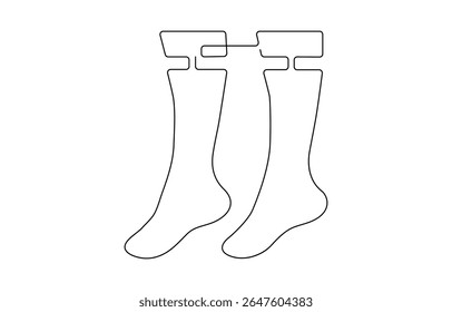 Continuous line drawing of socks. Socks one line icon. One line drawing background, Christmas stocking drawn in one continuous line minimalism. 