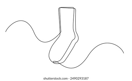 continuous line drawing of socks.one line drawing of white socks.single line vector illustration.isolated white background