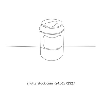 Continuous line drawing of soda aluminum can. One line of aluminum can. Soda refreshing drink concept continuous line art. Editable outline.