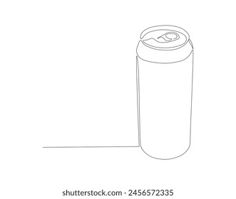 Continuous line drawing of soda aluminum can. One line of aluminum can. Soda refreshing drink concept continuous line art. Editable outline.