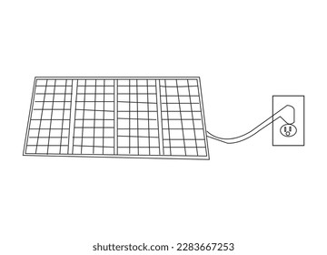 Continuous line drawing solar panel, plug and light bulb, symbol for solar energy. Can used for logo, emblem, slide show and banner. Illustration with quote template. Order a banner for one line draw