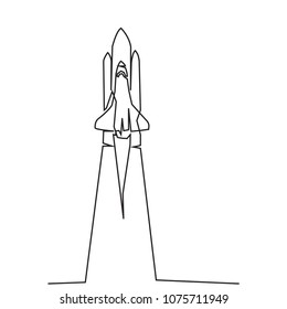 continuous line drawing of space rocket science concepts and vector illustrations.