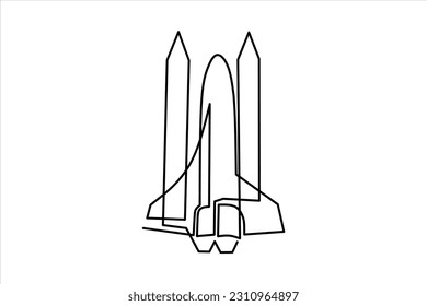 continuous line drawing of space rocket illustration