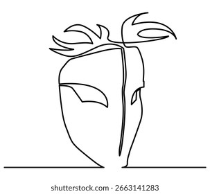 Dibujo de línea continua de una máscara espartana. Ilustración de una sola línea de una máscara espartana. Concepto de máscara. Esquema editable