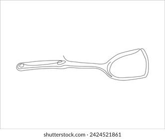 Línea Continua De Dibujo De Espátula. Una Línea De Espátula. Línea de arte continuo de la herramienta de cocina.