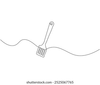 Continuous line drawing of spatula. Single line illustration of kitchen spatula design. Kithcen equipment, Kitchenware concept. Editable outline 