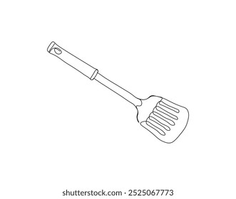 Continuous line drawing of spatula. Single line illustration of kitchen spatula design. Kithcen equipment, Kitchenware concept. Editable outline 