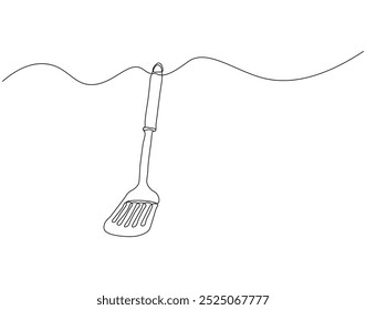 Continuous line drawing of spatula. Single line illustration of kitchen spatula design. Kithcen equipment, Kitchenware concept. Editable outline 