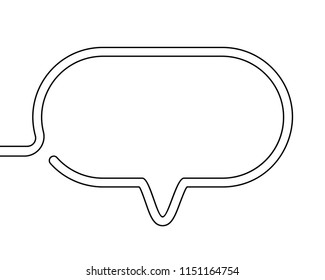 Continuous line drawing of speech bubble, Black and white vector minimalistic linear illustration made of one line