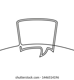 Continuous line drawing of speech bubble, Black and white vector minimalistic linear illustration