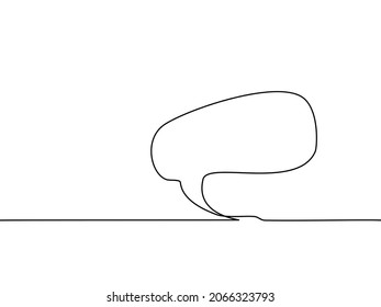 continuous line drawing of speech bubble marks on white background