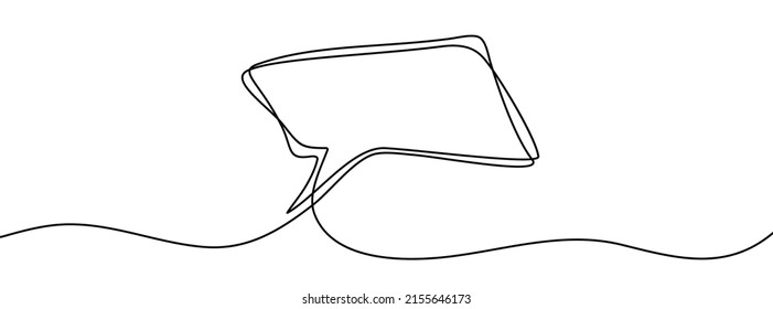 Continuous line drawing of speech bubble. One line drawing background. Vector illustration. Linear drawing of a speech bubble