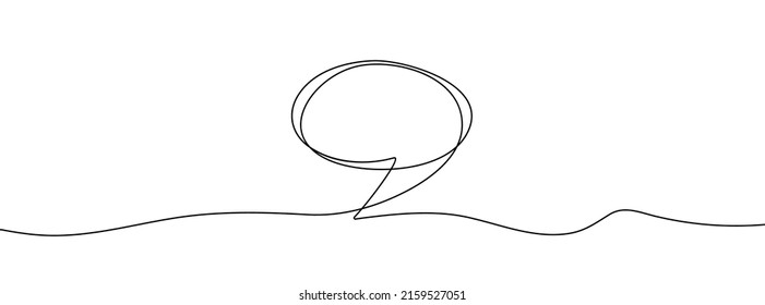 Continuous line drawing of speech bubble. One line drawing background. Vector illustration. Linear drawing of a speech bubble