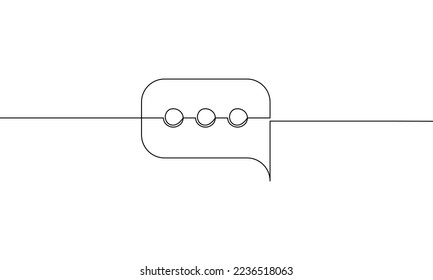 Continuous line drawing of speech bubble. Chat cloud, message. business growth. Object one line. Single line art. Vector illustration