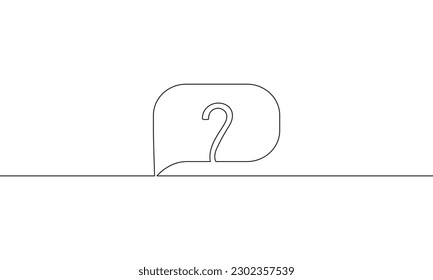 Dibujo continuo de la burbuja del discurso. Marca de interrogación. Objeto de una línea, arte de una sola línea, ilustración vectorial