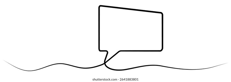 Continuous line drawing speech bubble. Chat symbol. Communication concept. Vector illustration isolated on white.	