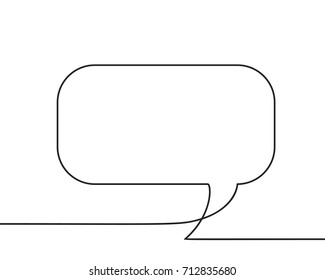 Continuous line drawing of speech bubble, Black and white vector minimalistic linear illustration