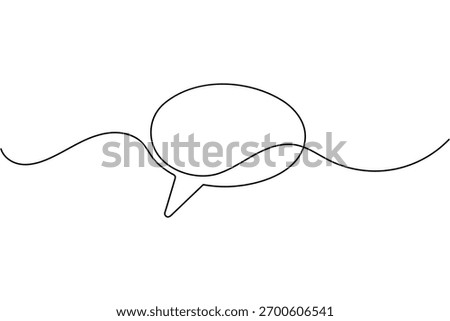 Continuous line drawing of a speech bubble simple outline vector design
