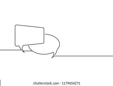 Continuous line drawing. Speech bubbles isolated on white background For mobile app and social media. Vector illustration