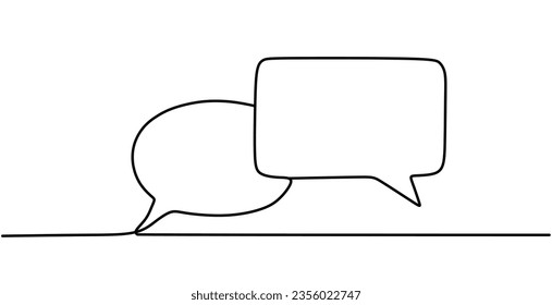 Continuous line drawing. Speech bubbles isolated on white background For mobile app and social media. Vector illustration. One line drawing.