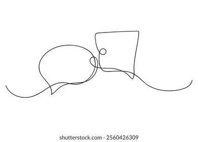 Continuous Line Drawing of Speech chat Bubbles with Minimalist Style