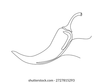 Un dibujo de línea continua de un chile picante en un estilo gráfico minimalista.