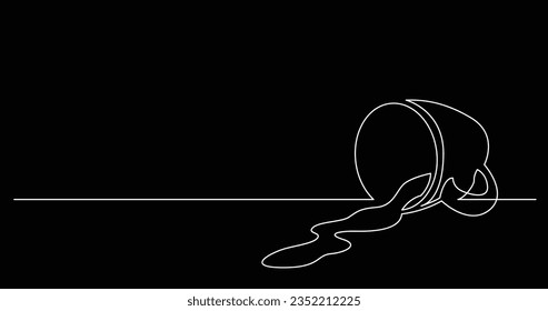 continuous line drawing of spilled coffee from mug