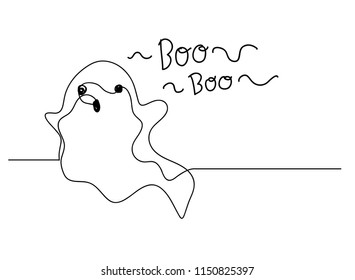 continuous line drawing of spooky Halloween fun vector illustration.