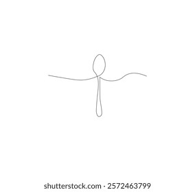 continuous line drawing of spoon isolated on white background. Vector illustration of cooking, kitchen and table manners concept.

