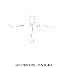 continuous line drawing of spoon isolated on white background. Vector illustration of cooking, kitchen and table manners concept.
