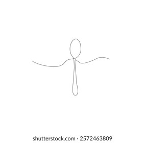 continuous line drawing of spoon isolated on white background. Vector illustration of cooking, kitchen and table manners concept.
