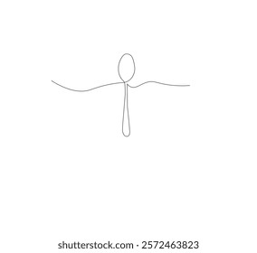 continuous line drawing of spoon isolated on white background. Vector illustration of cooking, kitchen and table manners concept.
