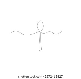 continuous line drawing of spoon isolated on white background. Vector illustration of cooking, kitchen and table manners concept.
