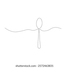 continuous line drawing of spoon isolated on white background. Vector illustration of cooking, kitchen and table manners concept.
