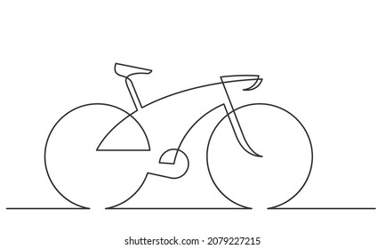 Continuous line drawing of sport bicycle on a white background. Sketch of bike a traditional transportation. Vector illustration.