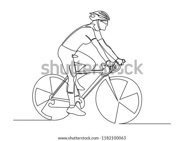 スポーツの連続線画 サイクリングトライアスロン ベクターイラストのヘルスコンセプト のベクター画像素材 ロイヤリティフリー