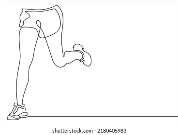 Continuous line drawing. Sport running on white background. Vector illustration