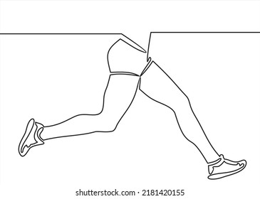 Continuous line drawing. Sport running on white background. Vector illustration