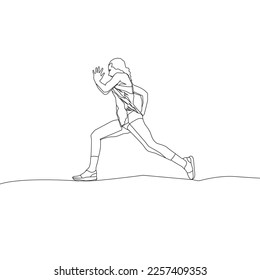 Continuous line drawing Sport running woman on Vector illustration	
Continuous line drawing. Sport running woman on white background. Vector illustration
