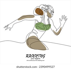 Dibujo continuo de líneas. Mujer deportista de fondo blanco. Ilustración del vector	