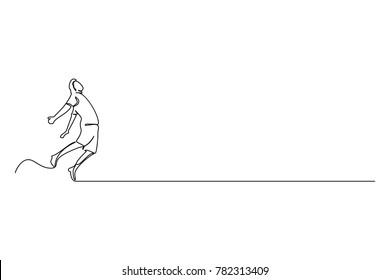 Continuous line drawing. Sport running man on white background. Vector illustration.