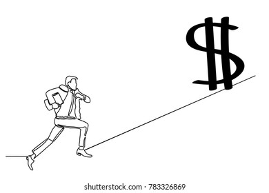 Continuous line drawing. Sport running man on white background. Vector illustration.