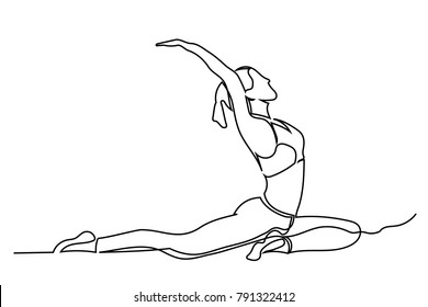 Continuous line drawing. Sport woman engaged in yoga on white background. Vector illustration
