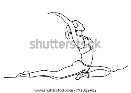 Continuous line drawing. Sport woman engaged in yoga on white background. Vector illustration