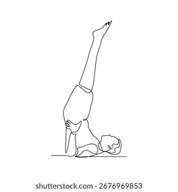 Kontinuierliche Linienzeichnung von sportlichen Mann Yoga Pose Übung. Vektorgrafik editierbares Schlaganfall entspannendes Sportkonzept