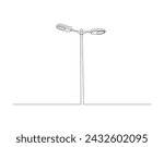 Continuous Line Drawing Of Spotlight Street Light. One Line Of Street Light. Lamp Continuous Line Art. Editable Outline.
