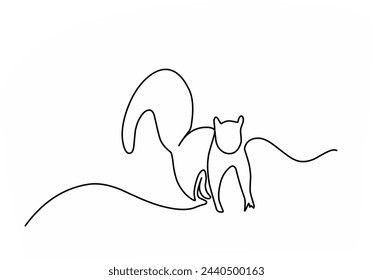 Continuous line drawing of a squirrel animal, Vector illustration.
