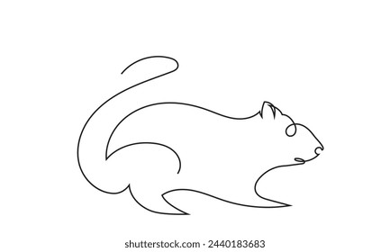 Continuous line drawing of a squirrel for company logo identity.Squirrel one-line icon. single line drawing with a cute squirrel logo and business concept.vector illustration.
